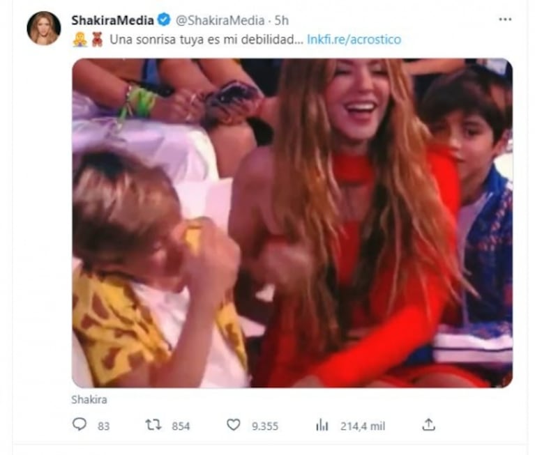 Shakira conmovió a sus hijos con un dulce mensaje en los Premios Juventud