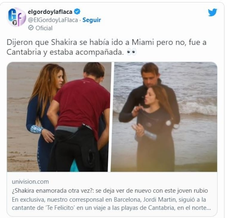 Shakira se fue con su rubio profesor de surf a la Cantabria