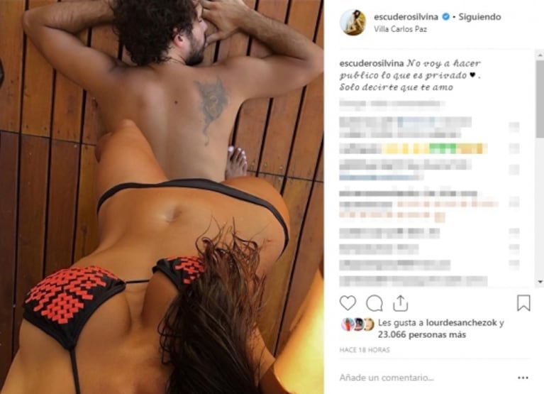 Silvina Escudero y una foto súper sexy con su novio: "No voy a hacer público lo que es privado"