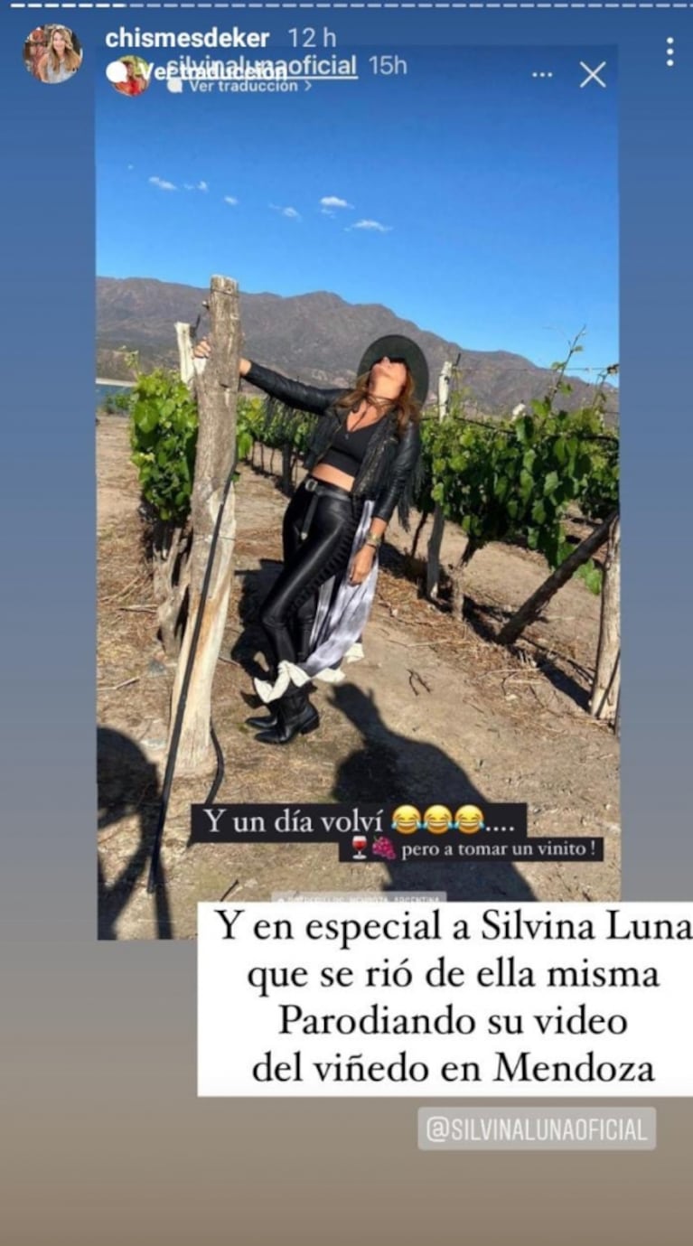 Silvina Luna parodió con humor su video en el viñedo de Mendoza: 