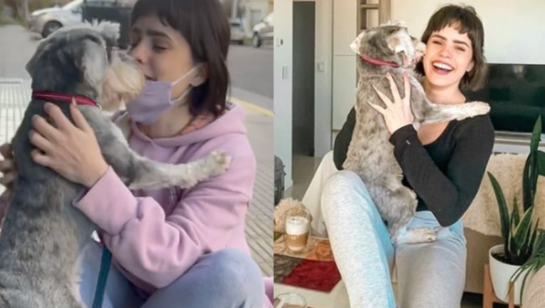 Sofi compartió el tierno video del reencuentro con su perro.