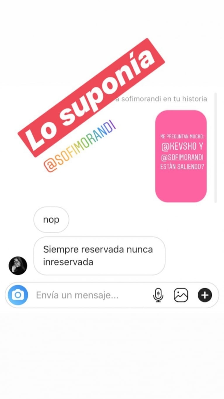 Sofi Morandi, después de que De Brito le preguntó si sale con Kevsho: "Siempre reservada, nunca ‘inreservada’"