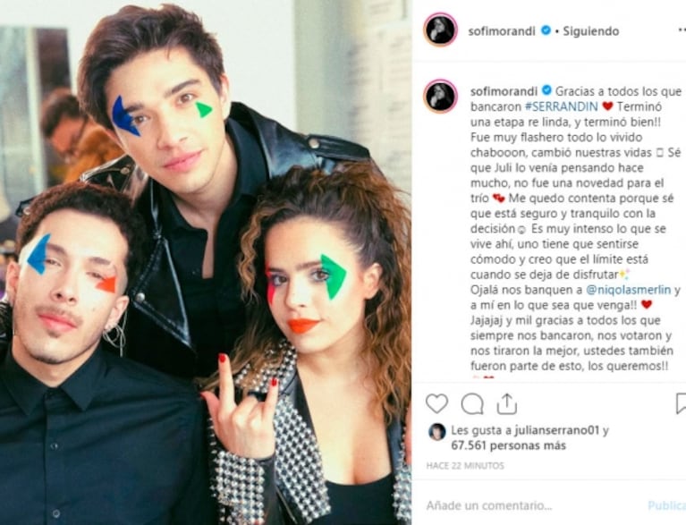 Sofi Morandi, tras la renuncia de Julián Serrano al Bailando: "Terminó una etapa re linda, y terminó bien"