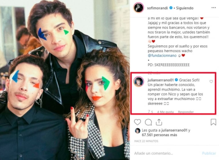 Sofi Morandi, tras la renuncia de Julián Serrano al Bailando: "Terminó una etapa re linda, y terminó bien"