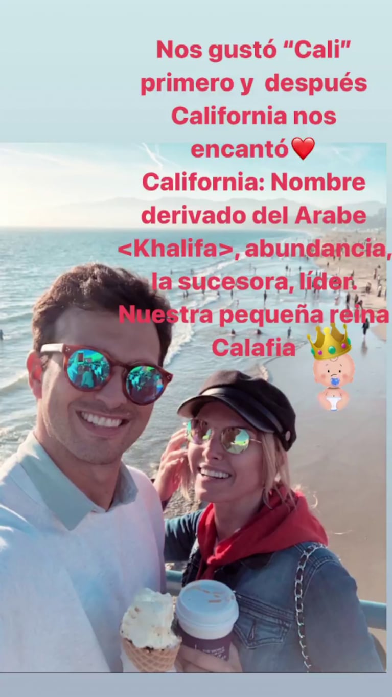 Sofía Zámolo reveló el origen de California, el particular nombre de su hija: "Lo elegimos caminando por el muelle de Santa Mónica"