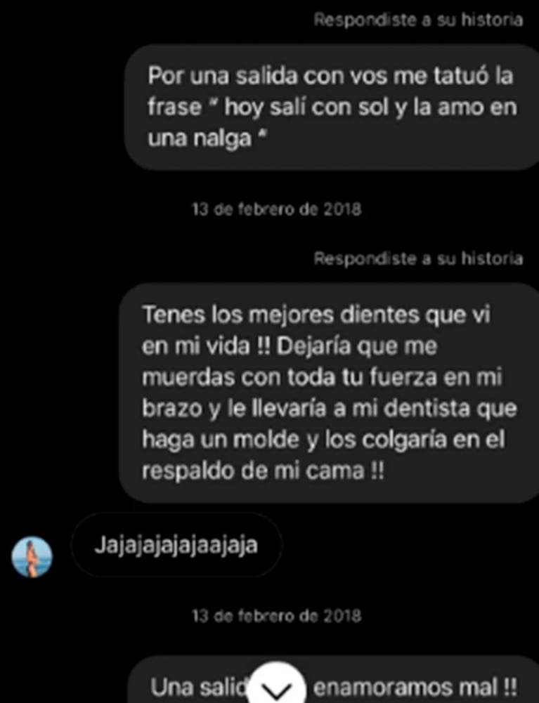 Sol Pérez mostró los insólitos primeros chats que le mandó su futuro marido para conquistarla