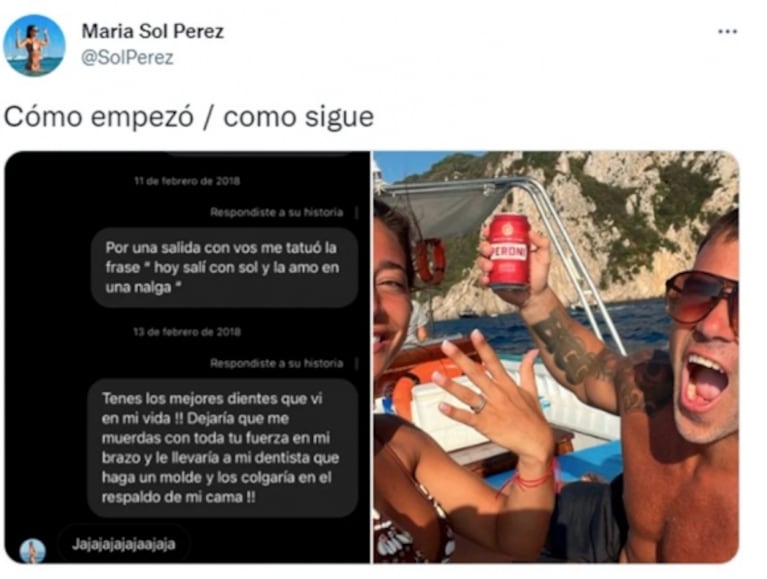 Sol Pérez mostró los insólitos primeros chats que le mandó su futuro marido para conquistarla