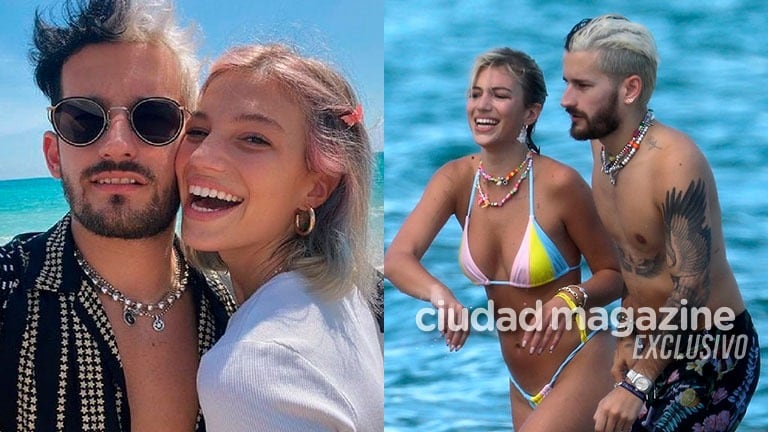 Stefi Roitman y Ricky Montaner, enamorados en las playas de Miami. Foto: Grosby Group.