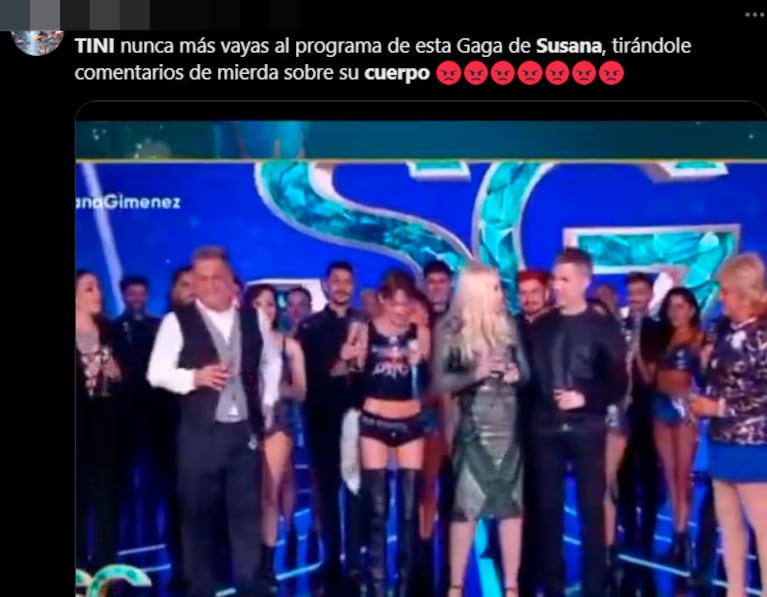 Susana Giménez opinó del cuerpo de Tini Stoessel y los fanáticos se indignaron en las redes