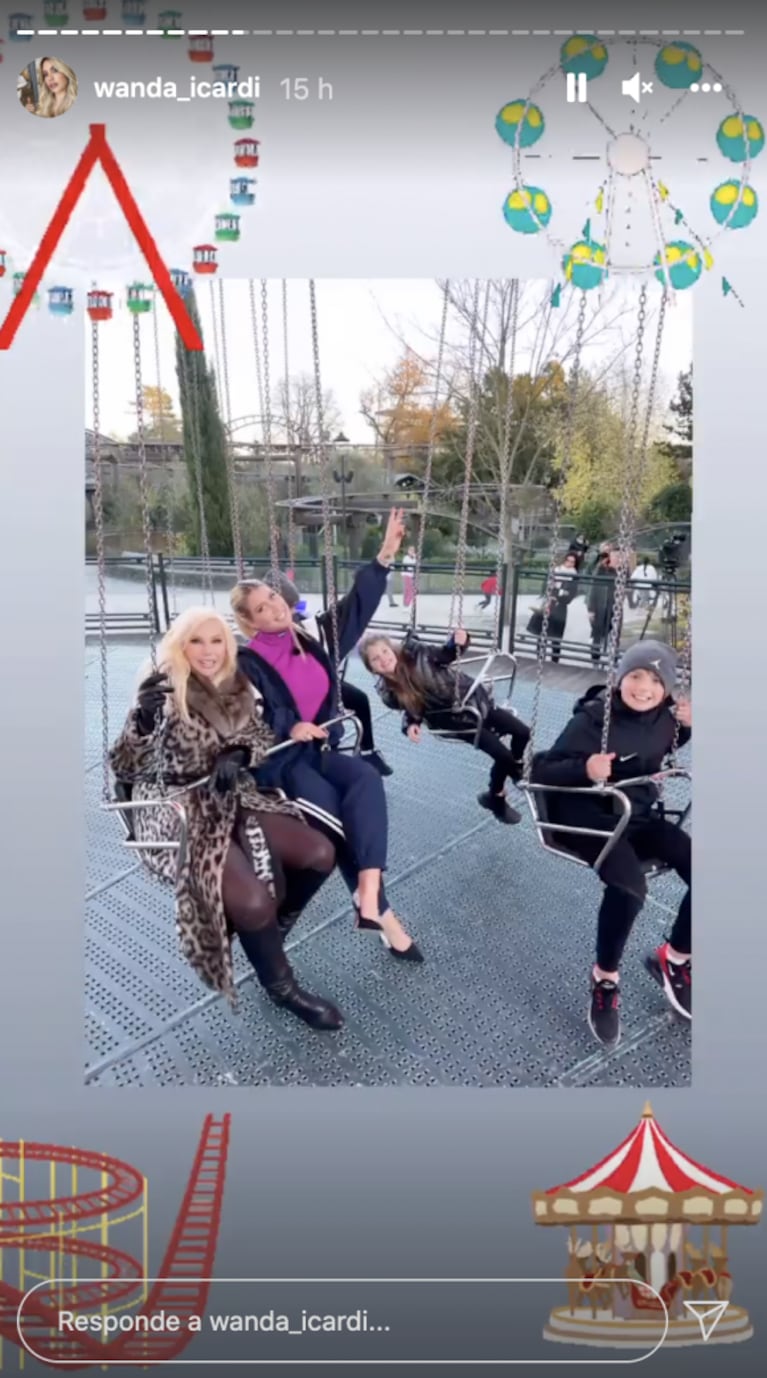 Susana Giménez se subió a las sillas voladoras con Wanda Nara y sus hijos