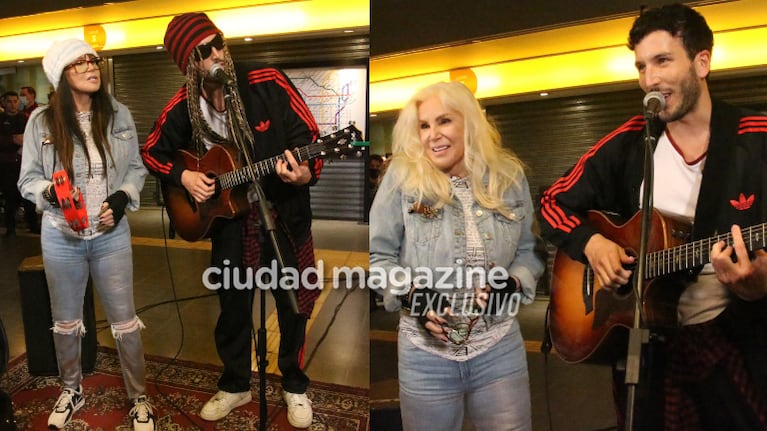 Susana Giménez y Sebastián Yatra revolucionaron el subte. Foto: Movilpress