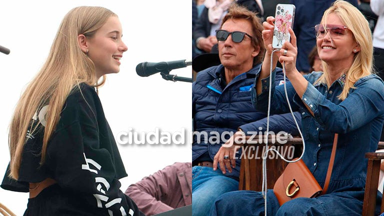 Taína Gravier y su debut como cantante bajo la mirada de Valeria Mazza y Alejandro Gravier (Fotos: Movilpress). 