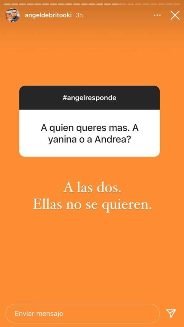 Tajante respuesta de Ángel de Brito cuando le preguntaron si quiere más a Yanina Latorre o a Andrea Taboada: "A las dos, ellas no se quieren"