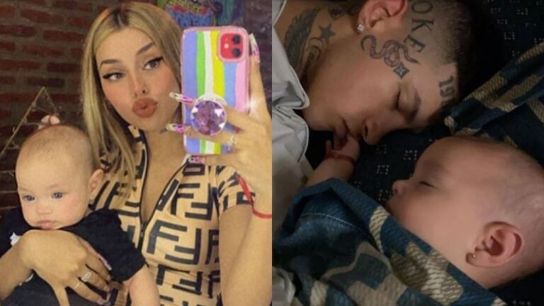 Tamara Báez compartió la foto más dulce de su hija Jamaica durmiendo con el dedo en la boca de L-Gante (Fotos: Instagram)