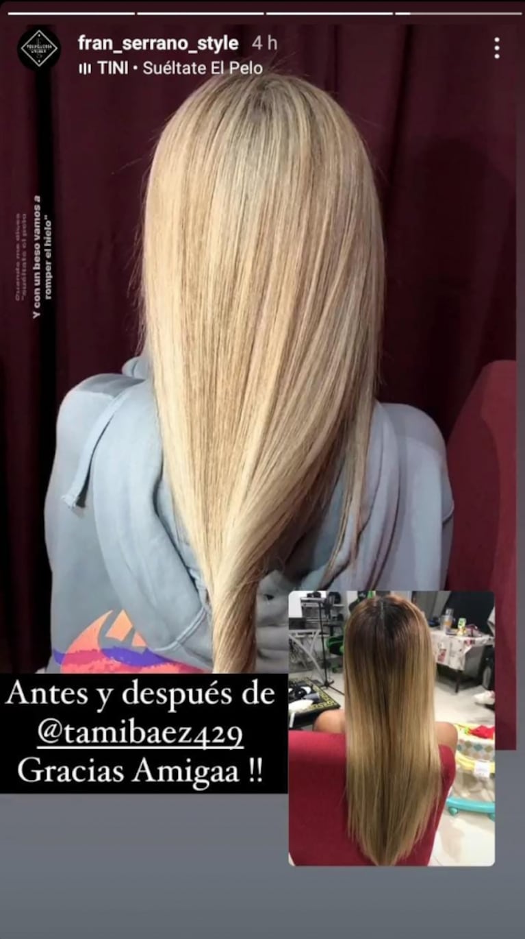 Tamara Báez mostró cómo se tiñeron con L-Gante en la peluquería: "Antes y después"