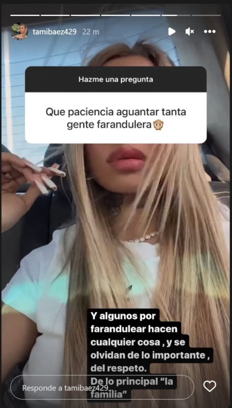 Tamara Báez mostró un fuertísimo audio que le envió L-Gante: "Tengan cuidado, pueden ser pollo"