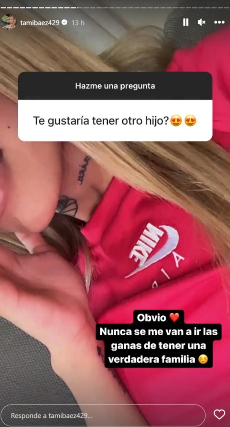 Tamara Báez reveló si le gustaría tener otro hijo en medio de su separación de L-Gante con un palito al cantante