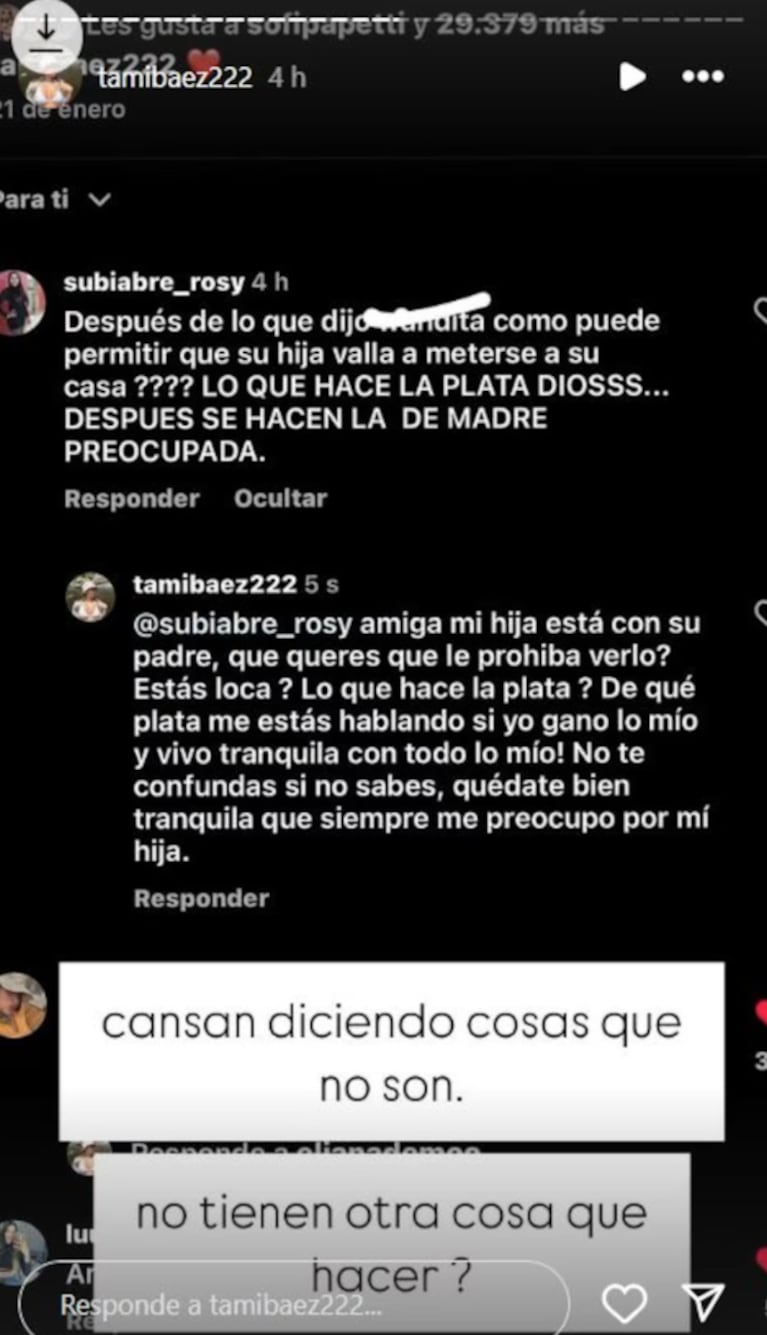 Tamara le puso los puntos a una usuaria.