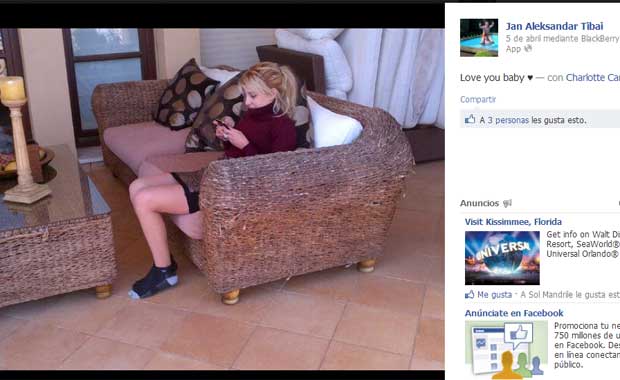 "Te amo bebé, Charlotte Caniggia", le escribió Jan. (Foto: Facebook Jan Aleksandar Tibai)