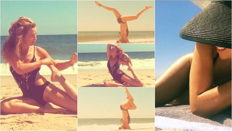 Thalía, una diosa yogui en la playa: cuerpazo en el mar y mensajes espirituales. Foto: Instagram