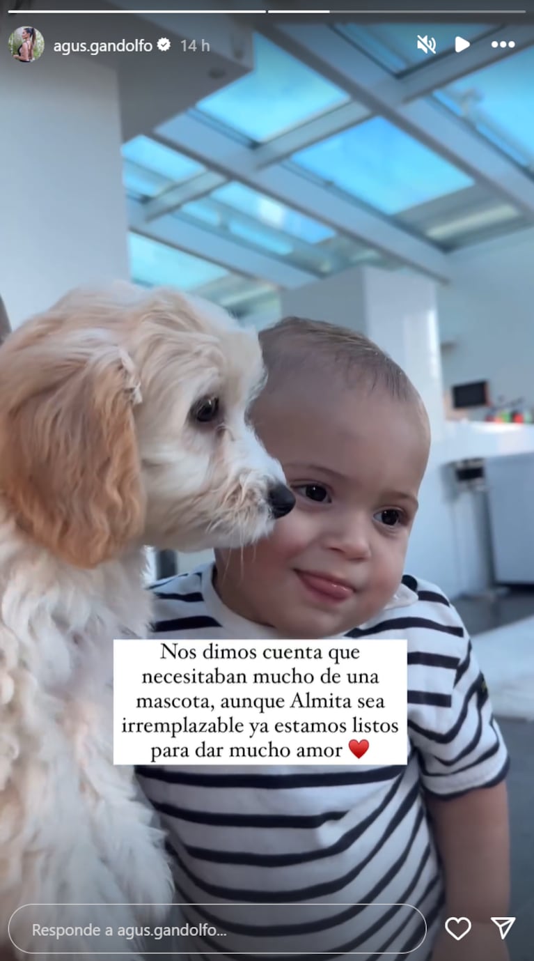 Theo con su nueva mascota.