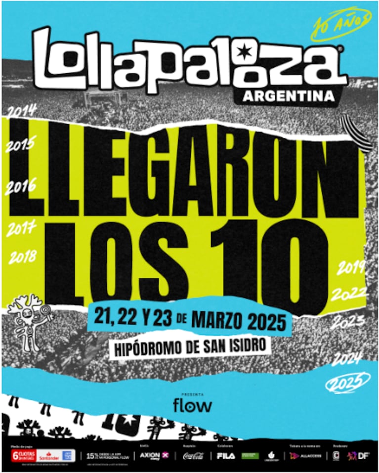 Tickets a la venta para Lollapalooza Argentina 10 años a través de All Access.