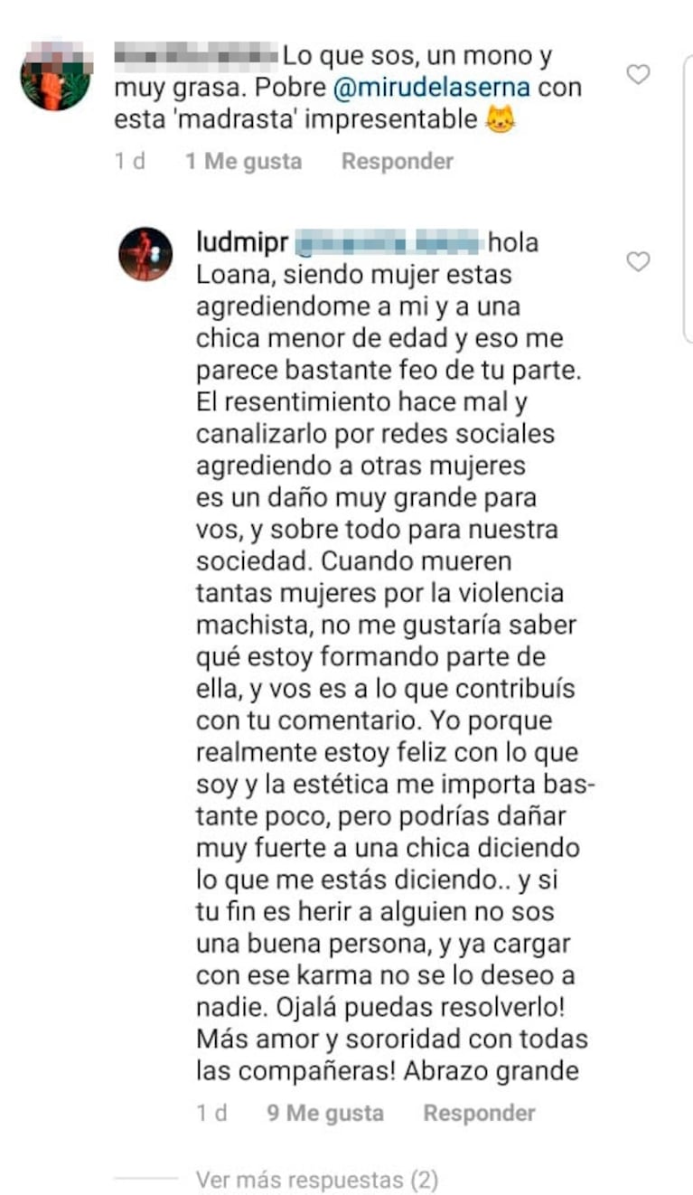 Tierna declaración de amor de Ludmila Romero a Rodrigo de la Serna... ¡y un fuerte cruce con una seguidora!