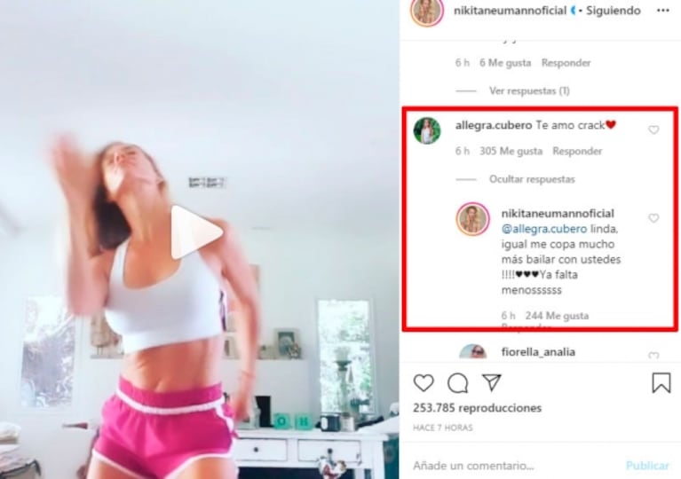 Tierno mensaje de la hija de Nicole Neumann a la modelo, desde su cuarentena en lo de Cubero: "Te amo, crack"