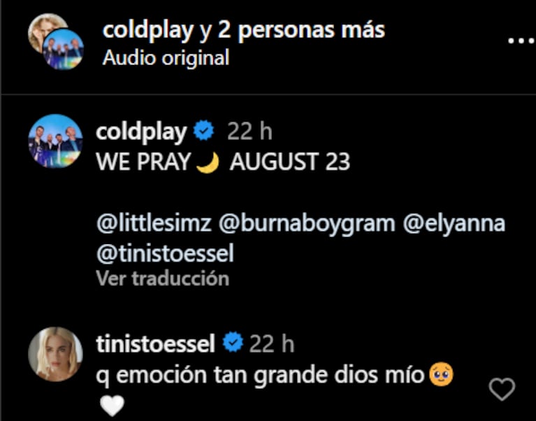 Tini será parte de Moon Music, el próximo álbum de Coldplay.