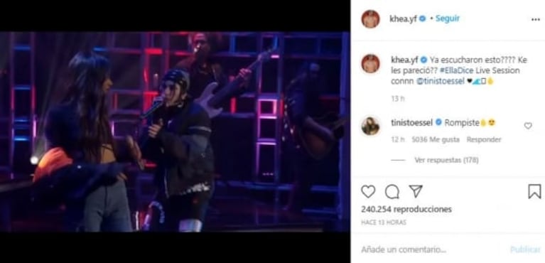 Tini Stoessel y Khea cantaron por primera vez juntos, tras las versiones de romance: "¡Qué emoción!"