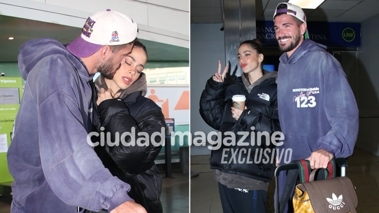 Tini Stoessel y Rodrigo de Paul en Ezeiza (Fotos: Movilpress)