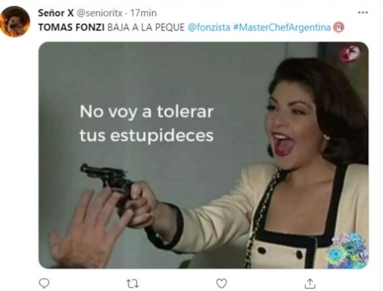 Tomás Fonzi eligió a la Peque Pareto para que baje a la eliminación de MasterChef y estallaron los memes: "Es una competencia"