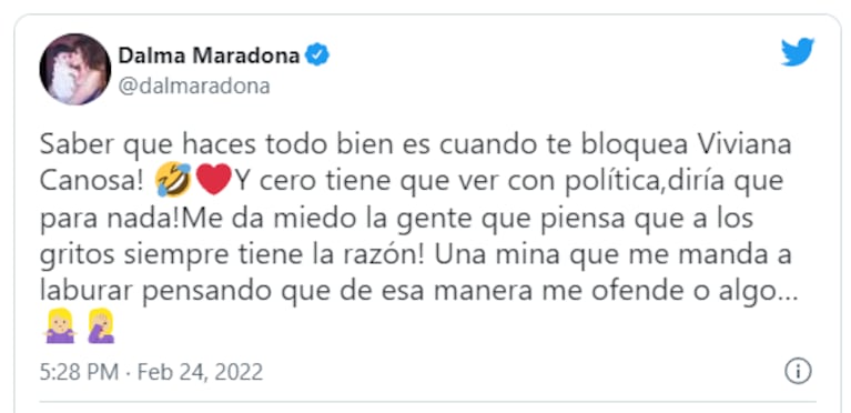 Tremendo cruce de Dalma Maradona con Viviana Canosa: "¡Qué desagradable sos, mujer!"