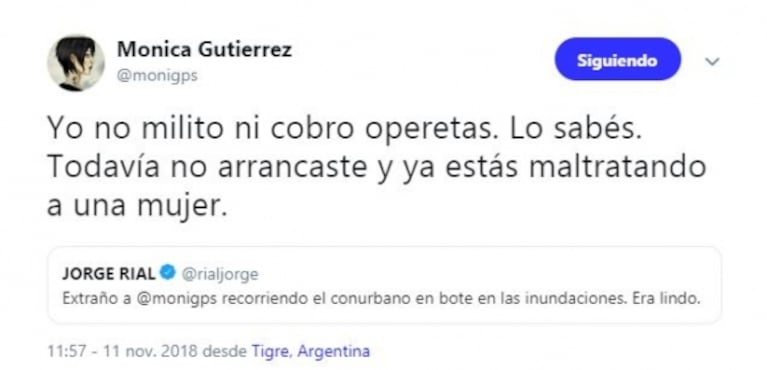 Tremendo cruce twittero de Mónica Gutiérrez con Jorge Rial: "¿Quién te paga para maltratarme?"