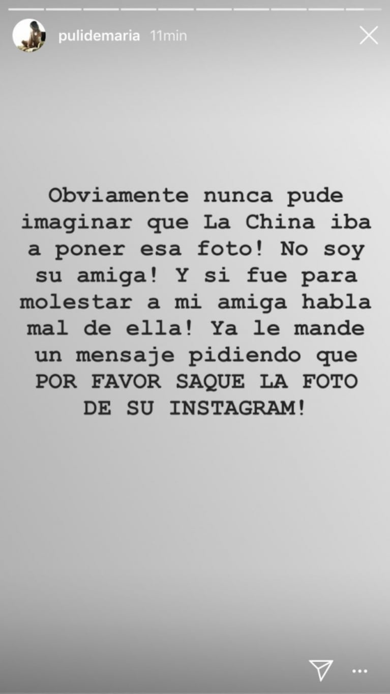 Tremendo escándalo entre China Suárez y la amiga íntima de Pampita, Puli Demaría: fuerte ida y vuelta en redes