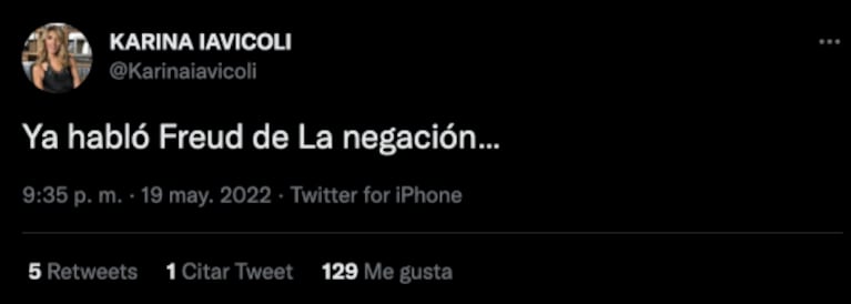 Tremendo tweet de Karina Iavícoli mientras Zaira Nara hablaba de su crisis con Jakob von Plessen