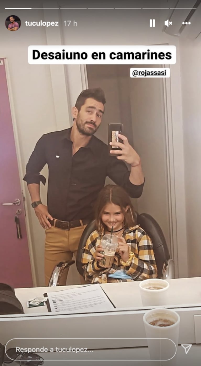 Tucu López compartió sus momentos cómplices con la hija de Sabrina Rojas y Luciano Castro: "Desayuno en camarines" 