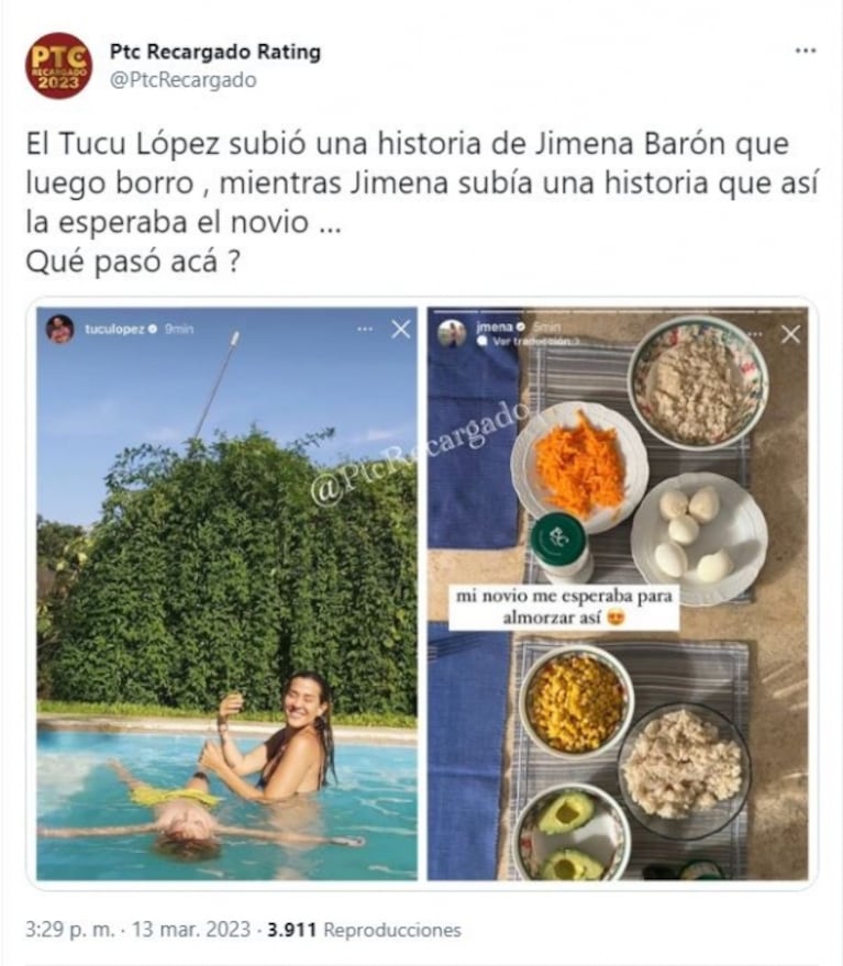 Tucu López posteó una foto de Jimena Barón y Momo Osvaldo pero después la borró: la reacción de la cantante