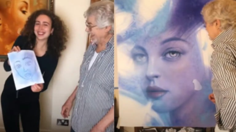 Un hombre de 83 años acepta retos artísticos en TikTok con su hija llevando sus dibujos a otro nivel