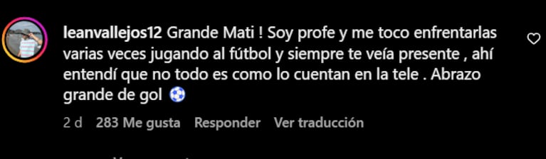 Un profe defendió a Matías de los dichos de Cinthia.