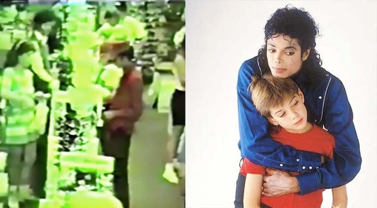 Una cámara de seguridad capturó a Michael mirando joyas con un niño.