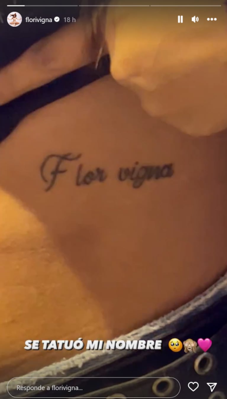 Una fan de Flor Vigna se tatuó su nombre y apellido en las costillas: "Espero que no te arrepientas"