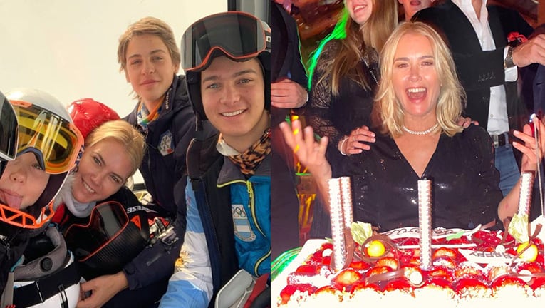 Valeria Mazza celebró sus 50 años en Suiza con su familia.