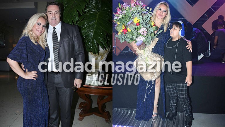 Verónica Ojeda con Dieguito Fernando Maradona y Mario Baudry en su cumpleaños (Fotos: Movilpress).