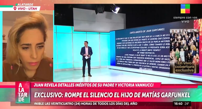 Victoria escuchando el descargo de Juan, el hijo de Matías.