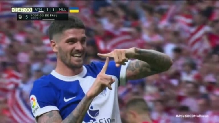 Video: Rodrigo de Paul hizo un gol y se lo dedicó a Tini Stoessel