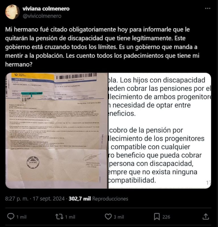 Viviana Colmenero en sus redes sociales.