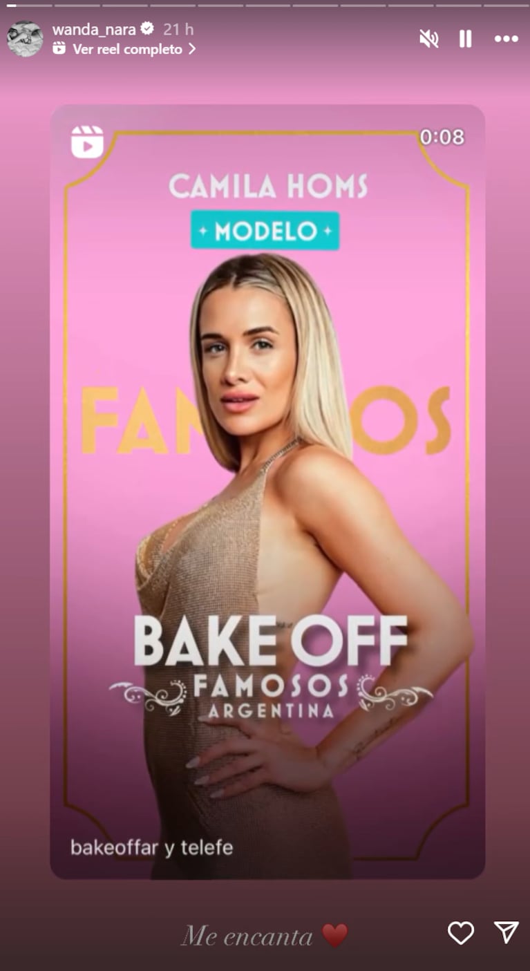 Wanda anunció que Cami se suma a Bake Off.