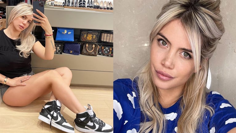 Wanda mostró cuáles son los dos modelos de zapatillas que más le gustan.