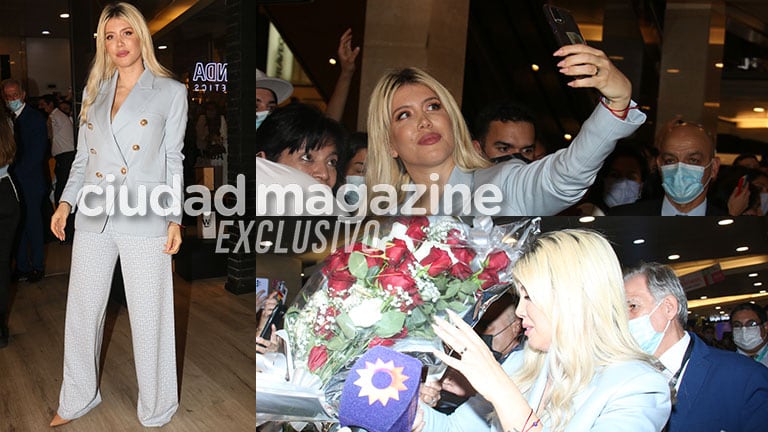 Wanda Nara, a pura selfie con sus fanáticos en un centro comercial de Argentina (Fotos: Movilpress). 